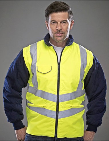 YOK-HVW703-Hi-Vis Chevron Quilted Jacket